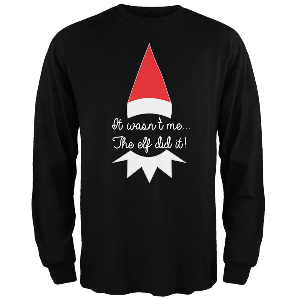 The Elf Did It Black Adult Long Sleeve T-Shirt Men's Long Sleeves Old Glory