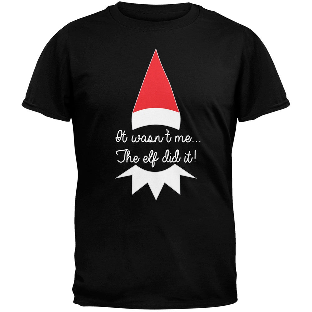 The Elf Did It Black Adult T-Shirt Men's T-Shirts Old Glory