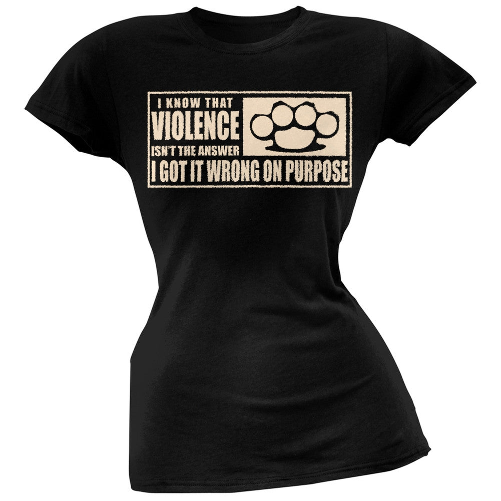 Violence is the Answer Black Juniors T-Shirt Juniors T-Shirts Old Glory