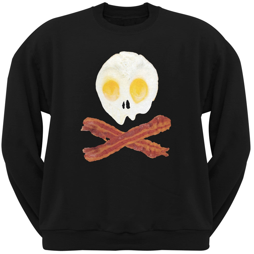 Eggs And Bacon Skull And Cross Bones Black Adult Sweatshirt Men's Sweatshirts Old Glory