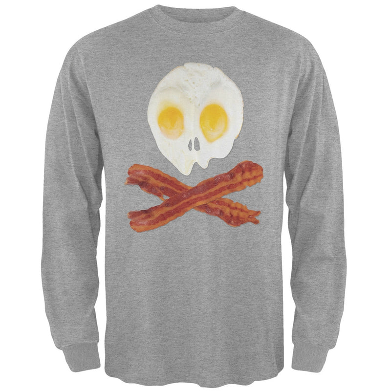 Eggs And Bacon Skull And Cross Bones Black Adult Long Sleeve T-Shirt Men's Long Sleeves Old Glory