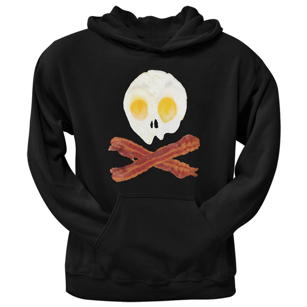 Eggs And Bacon Skull And Cross Bones Black Adult Pullover Hoodie Men's Hoodies Old Glory