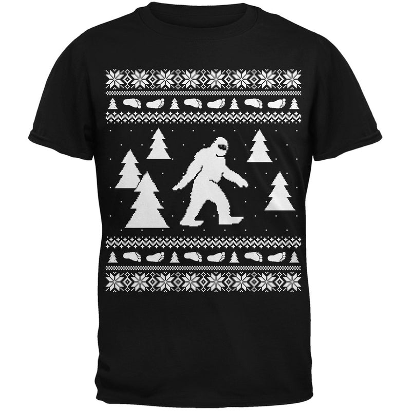 Sasquatch Ugly Christmas Sweater Green Adult T-Shirt Men's T-Shirts Old Glory