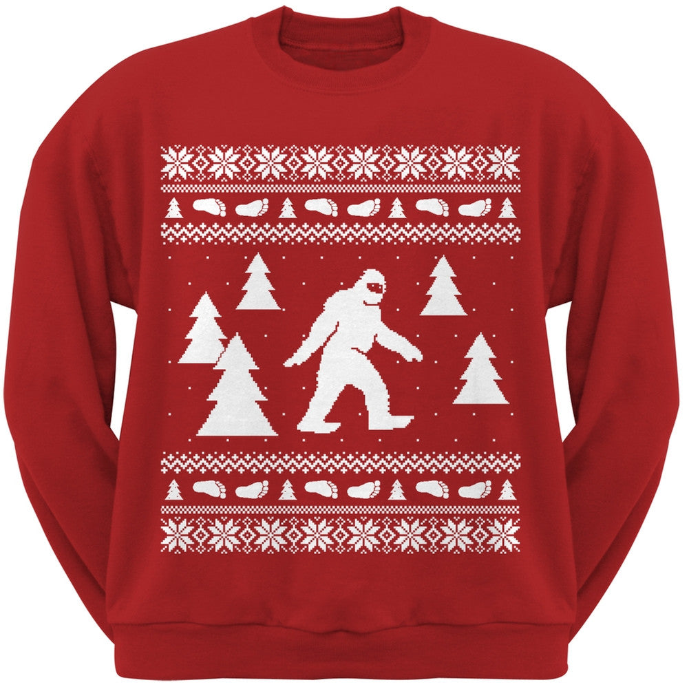 Sasquatch Ugly Christmas Sweater Dark Green Crew Neck Sweatshirt Men's Sweatshirts Old Glory