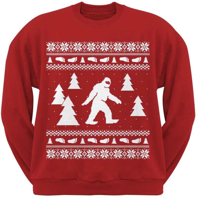 Sasquatch Ugly Christmas Sweater Dark Green Crew Neck Sweatshirt Men's Sweatshirts Old Glory