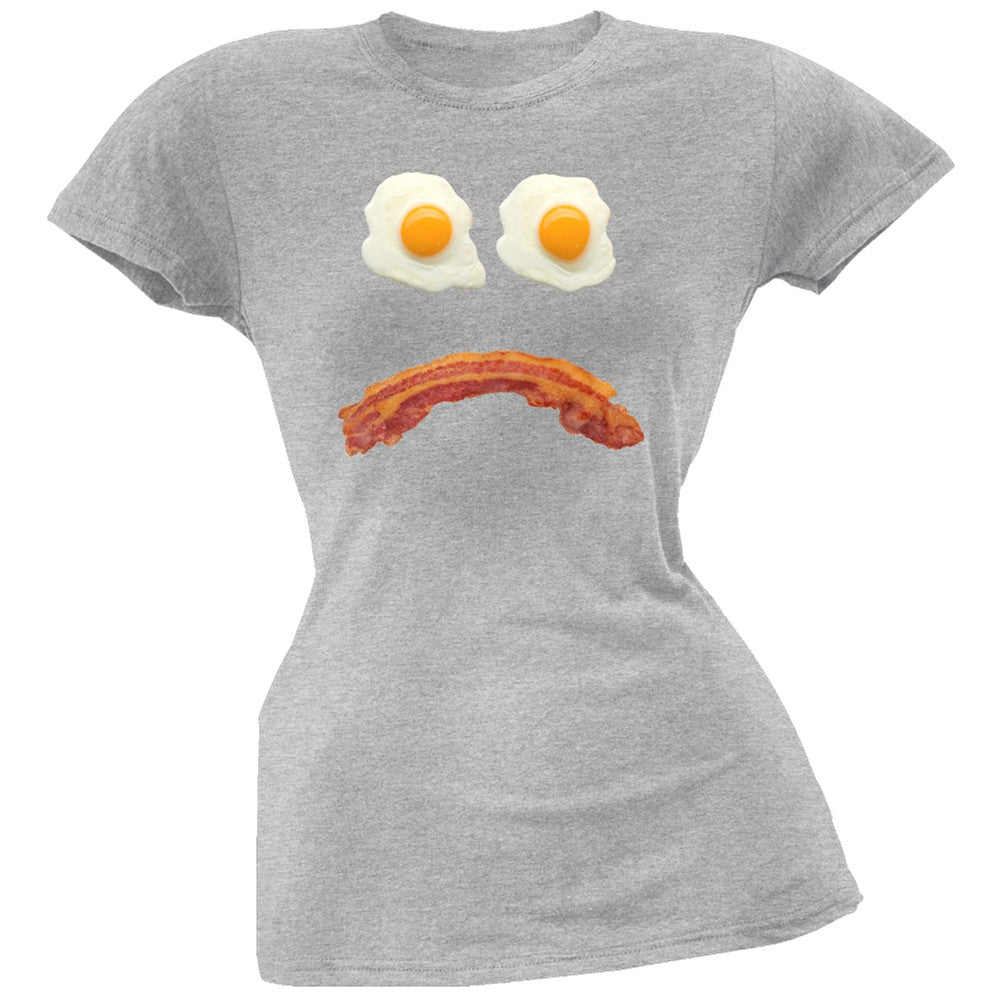 Mr. Sad Face Bacon And Eggs Black Soft Juniors T-Shirt Juniors T-Shirts Old Glory