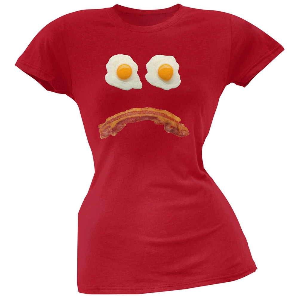Mr. Sad Face Bacon And Eggs Black Soft Juniors T-Shirt Juniors T-Shirts Old Glory