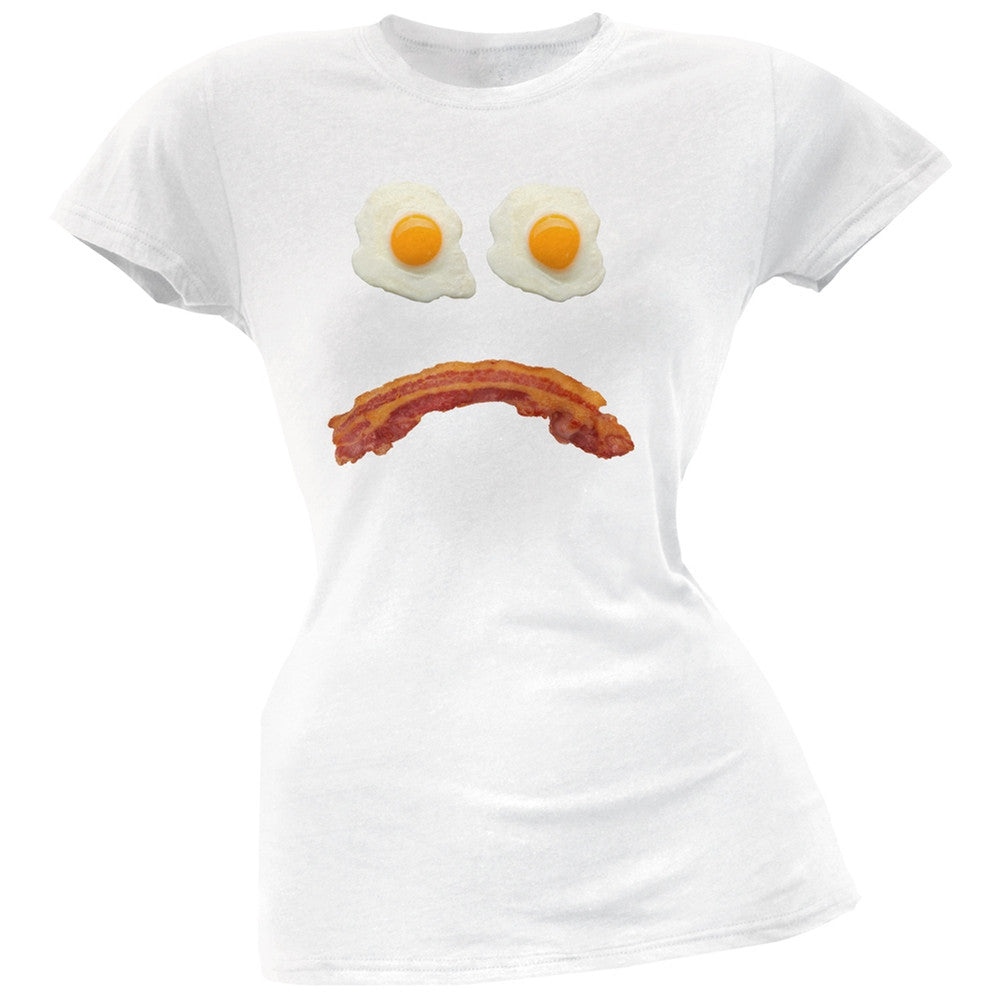 Mr. Sad Face Bacon And Eggs Black Soft Juniors T-Shirt Juniors T-Shirts Old Glory