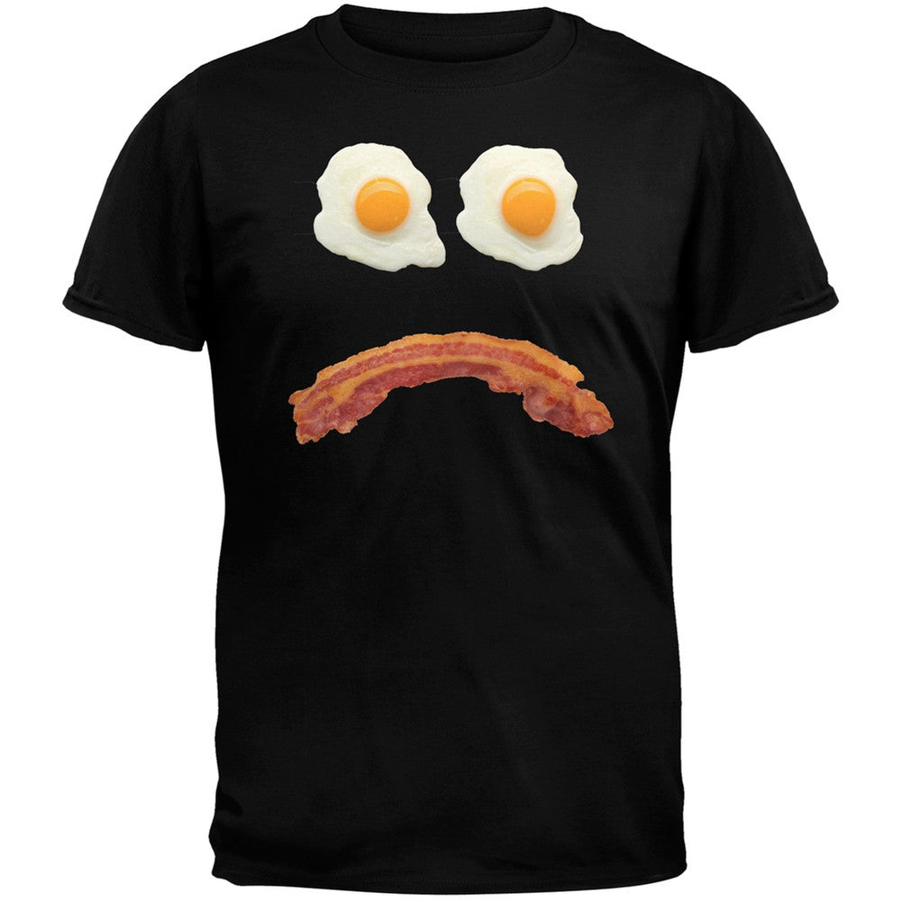 Mr. Sad Face Bacon And Eggs Black Adult T-Shirt Men's T-Shirts Old Glory