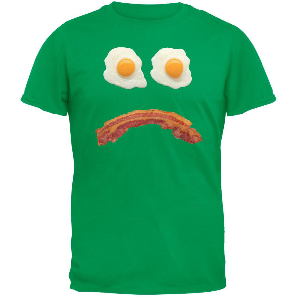 Mr. Sad Face Bacon And Eggs Black Adult T-Shirt Men's T-Shirts Old Glory