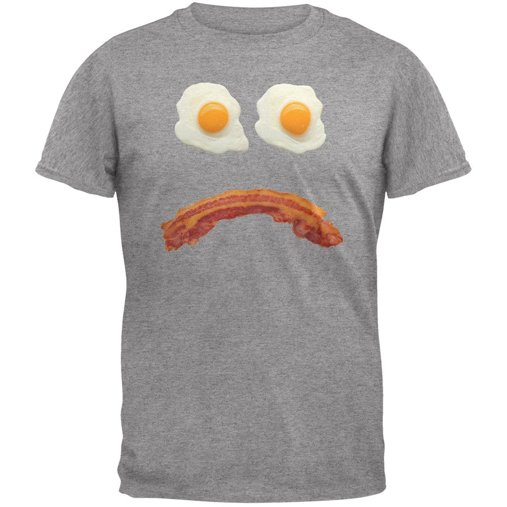 Mr. Sad Face Bacon And Eggs Black Adult T-Shirt Men's T-Shirts Old Glory