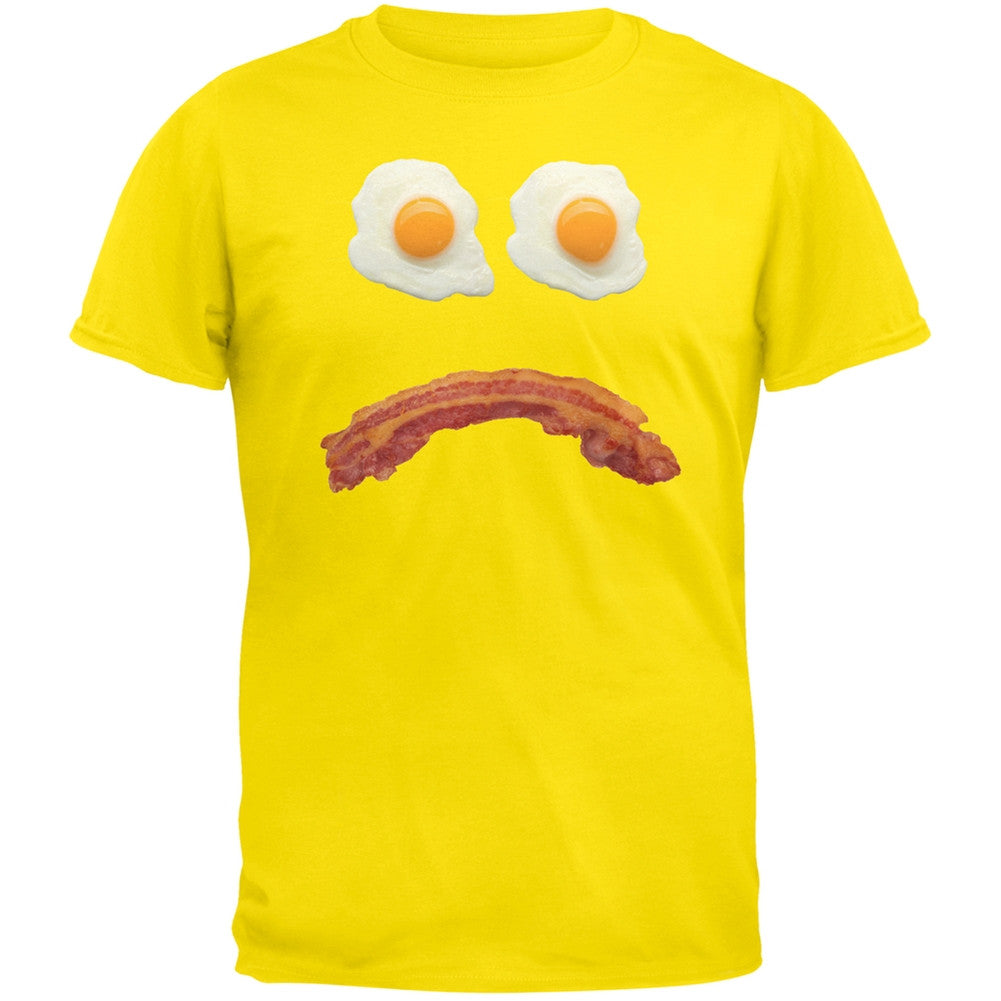 Mr. Sad Face Bacon And Eggs Black Adult T-Shirt Men's T-Shirts Old Glory