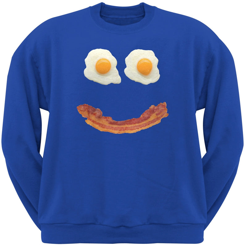 Mr. Happy Smiley Face Bacon And Eggs Black Adult Crew Neck Sweatshirt Men's Sweatshirts Old Glory