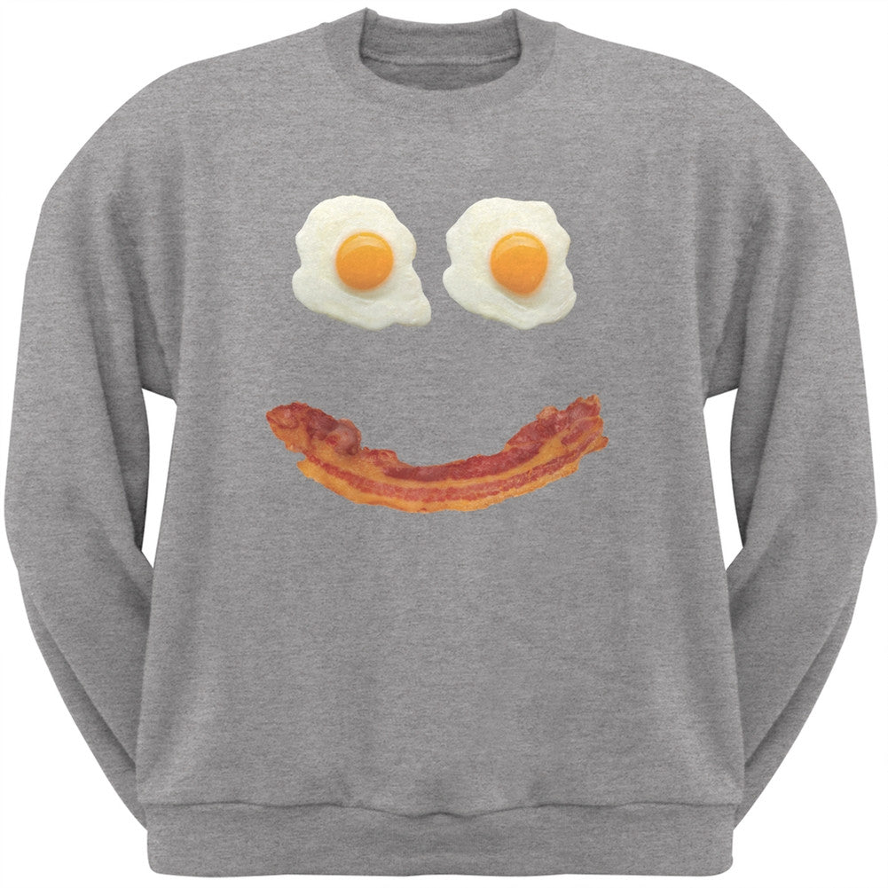Mr. Happy Smiley Face Bacon And Eggs Black Adult Crew Neck Sweatshirt Men's Sweatshirts Old Glory
