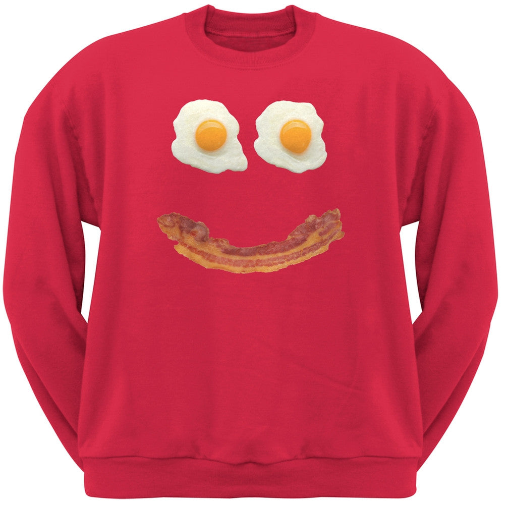 Mr. Happy Smiley Face Bacon And Eggs Black Adult Crew Neck Sweatshirt Men's Sweatshirts Old Glory