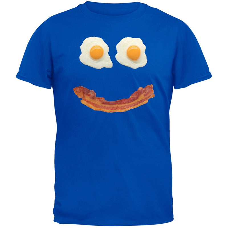 Mr. Happy Smiley Face Bacon And Eggs Black Adult T-Shirt Men's T-Shirts Old Glory