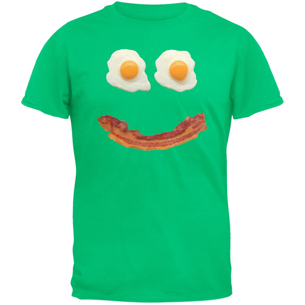 Mr. Happy Smiley Face Bacon And Eggs Black Adult T-Shirt Men's T-Shirts Old Glory