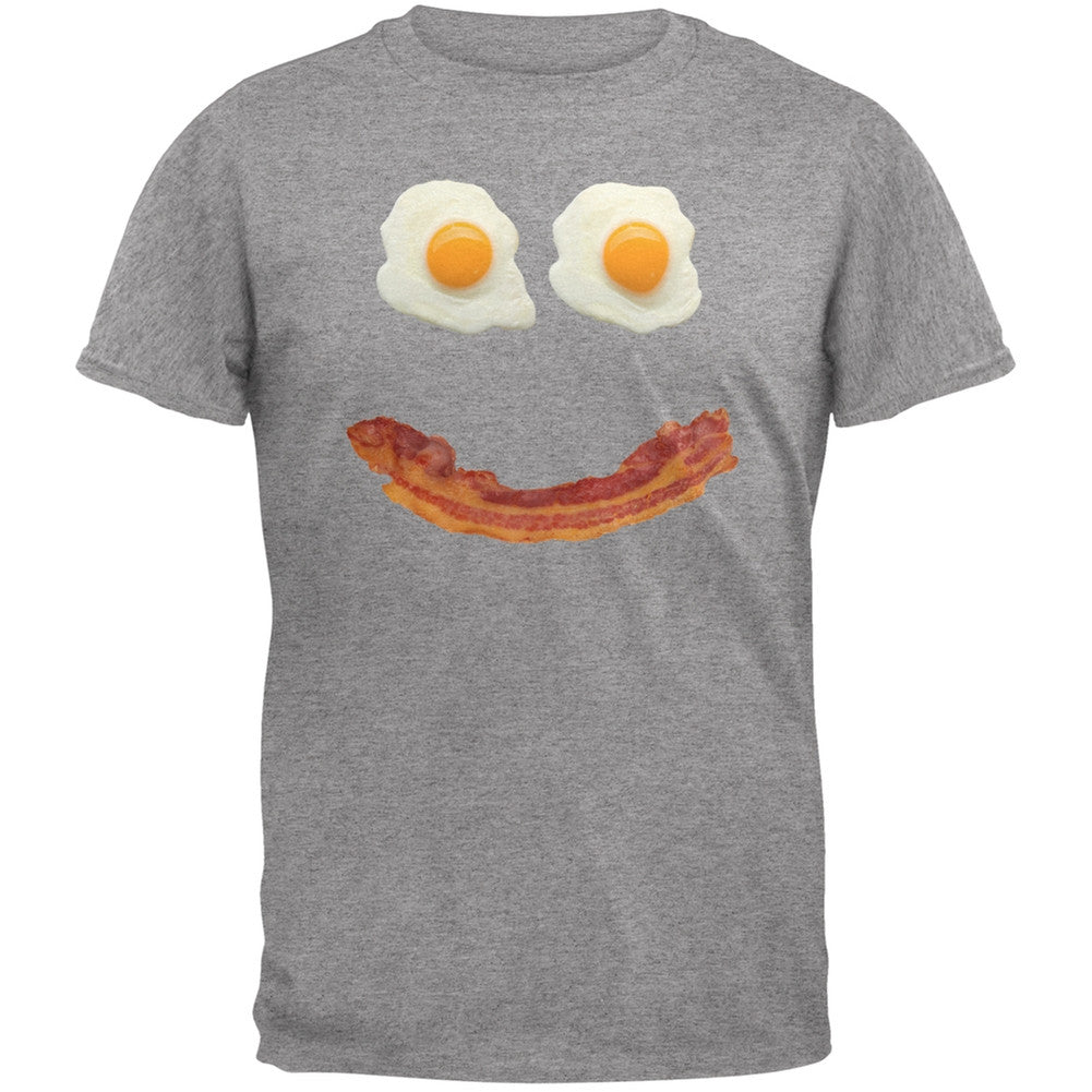 Mr. Happy Smiley Face Bacon And Eggs Black Adult T-Shirt Men's T-Shirts Old Glory