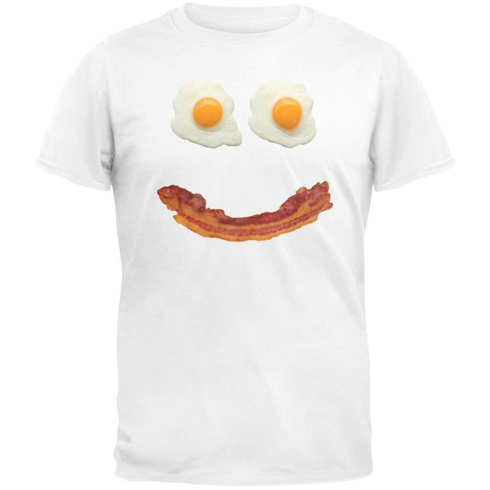 Mr. Happy Smiley Face Bacon And Eggs Black Adult T-Shirt Men's T-Shirts Old Glory