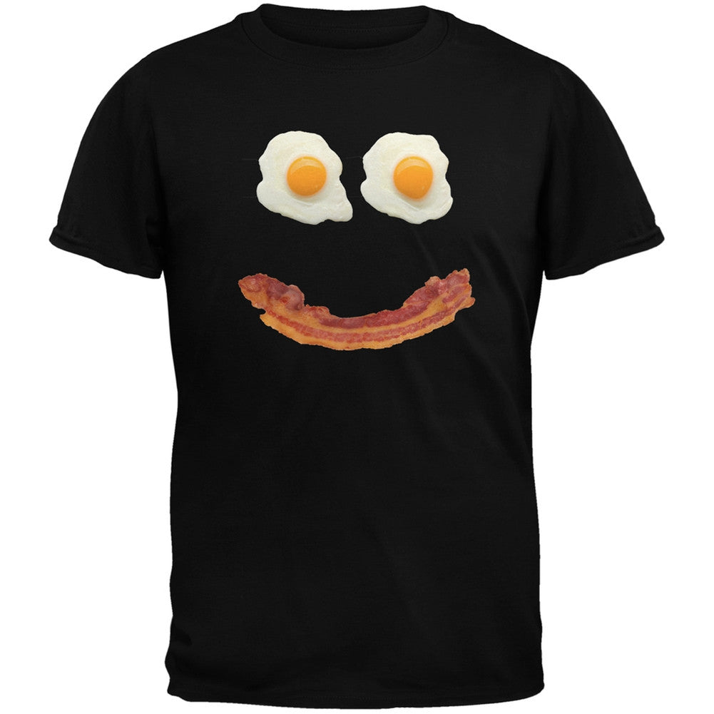 Mr. Happy Smiley Face Bacon And Eggs Black Youth T-Shirt Youth T-Shirts Old Glory