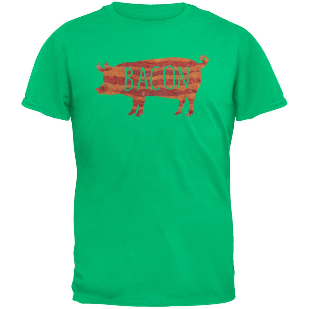 Bacon Pig Silhouette Black Youth T-Shirt Youth T-Shirts Old Glory LG Green