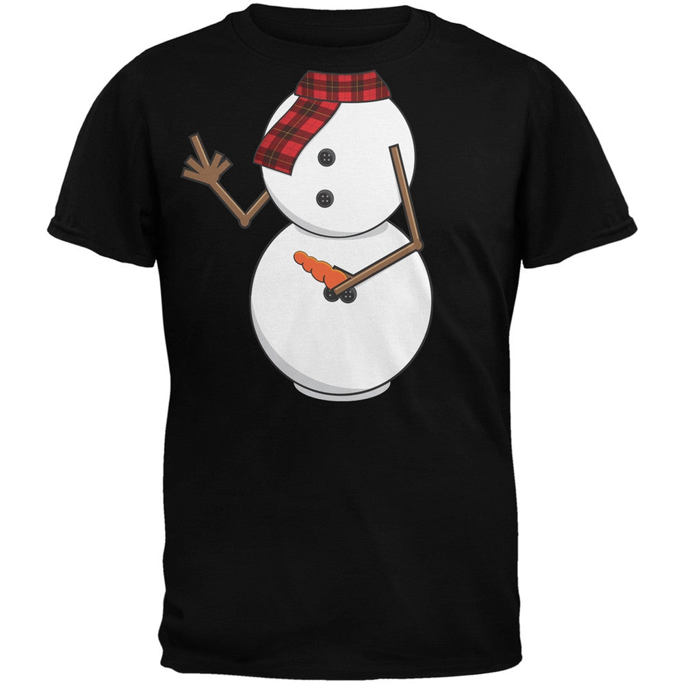 Middle Finger Snowman Body Costume Black Adult T-Shirt Men's T-Shirts Old Glory