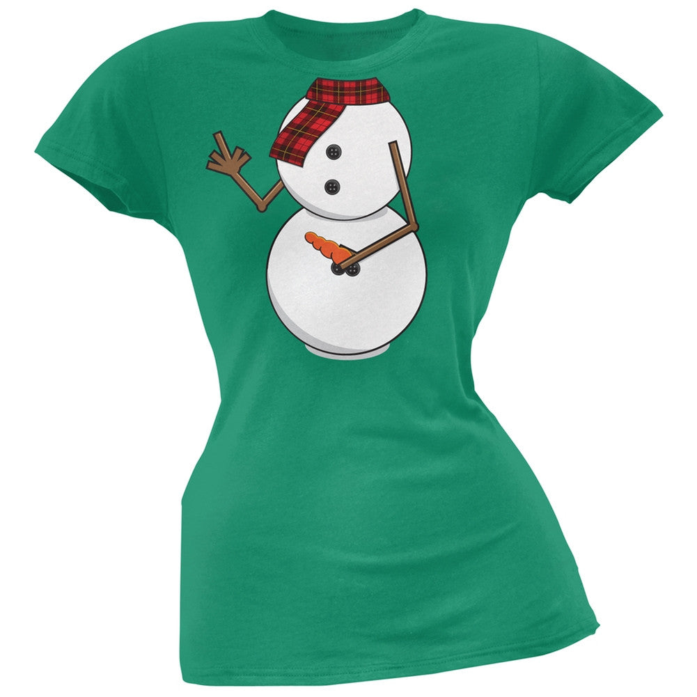Middle Finger Snowman Body Costume Black Soft Juniors T-Shirt Juniors T-Shirts Old Glory