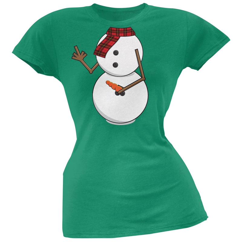 Middle Finger Snowman Body Costume Black Soft Juniors T-Shirt Juniors T-Shirts Old Glory