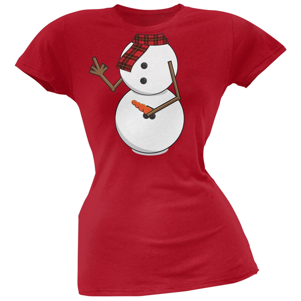 Middle Finger Snowman Body Costume Black Soft Juniors T-Shirt Juniors T-Shirts Old Glory