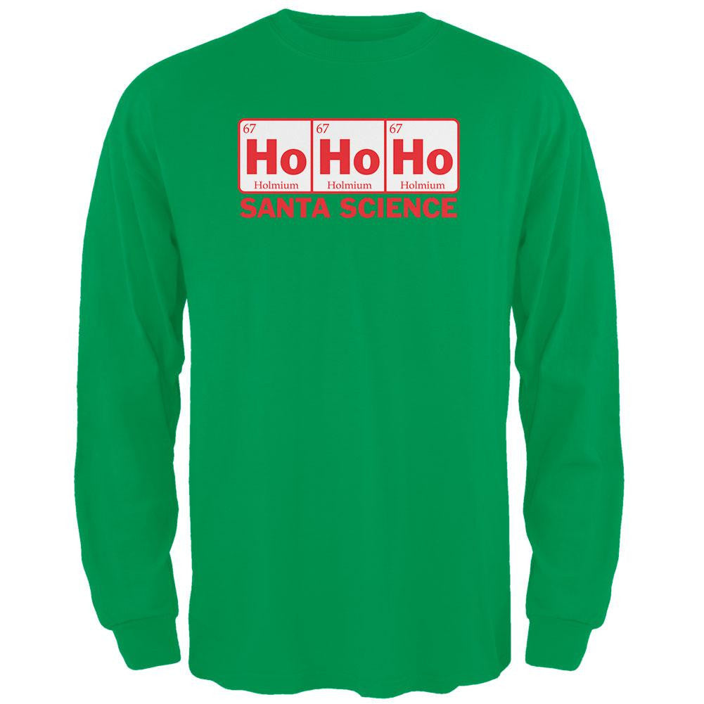 Santa Science Periodic Table Green Adult Long Sleeve T-Shirt Men's Long Sleeves Old Glory