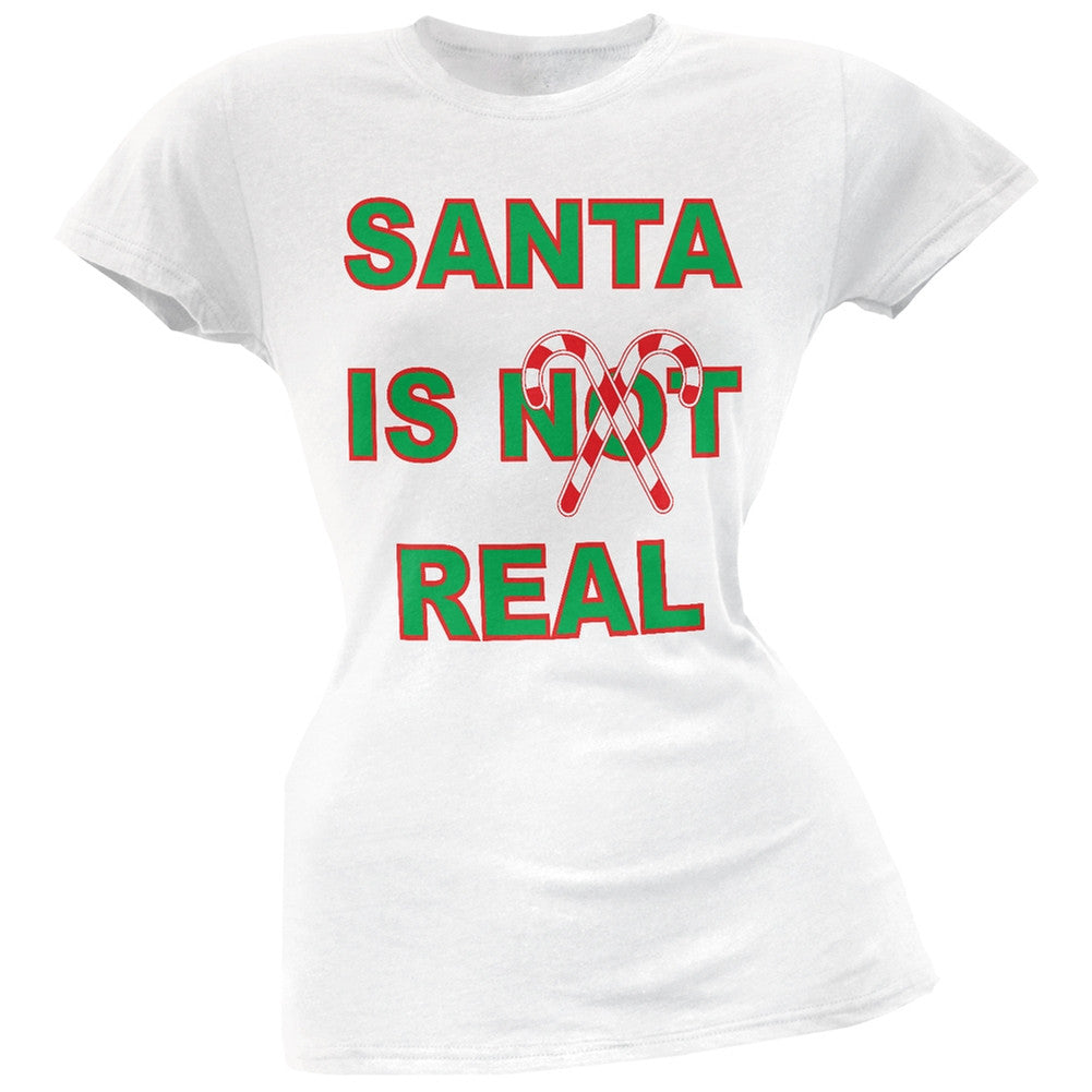 Santa Is Real Green Soft Juniors T-Shirt Juniors T-Shirts Old Glory
