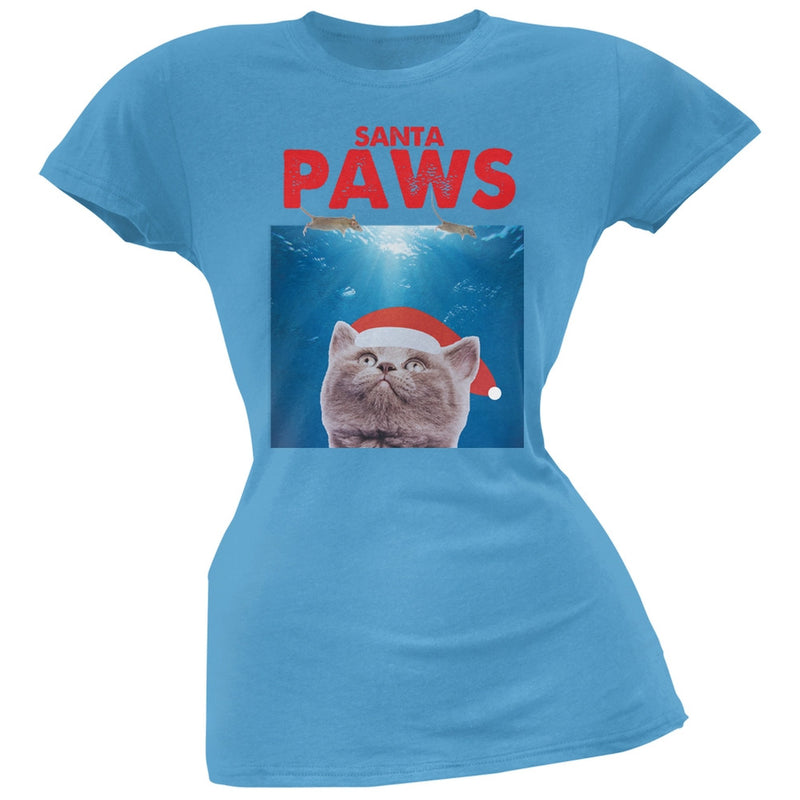 Santa Paws Black Juniors T-Shirt Juniors T-Shirts Old Glory