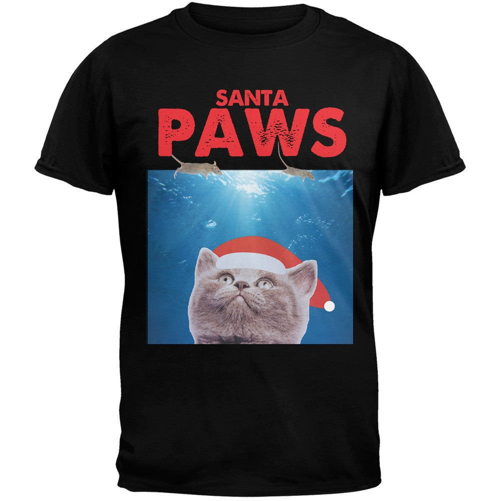 Santa Paws Black Adult T-Shirt Men's T-Shirts Old Glory