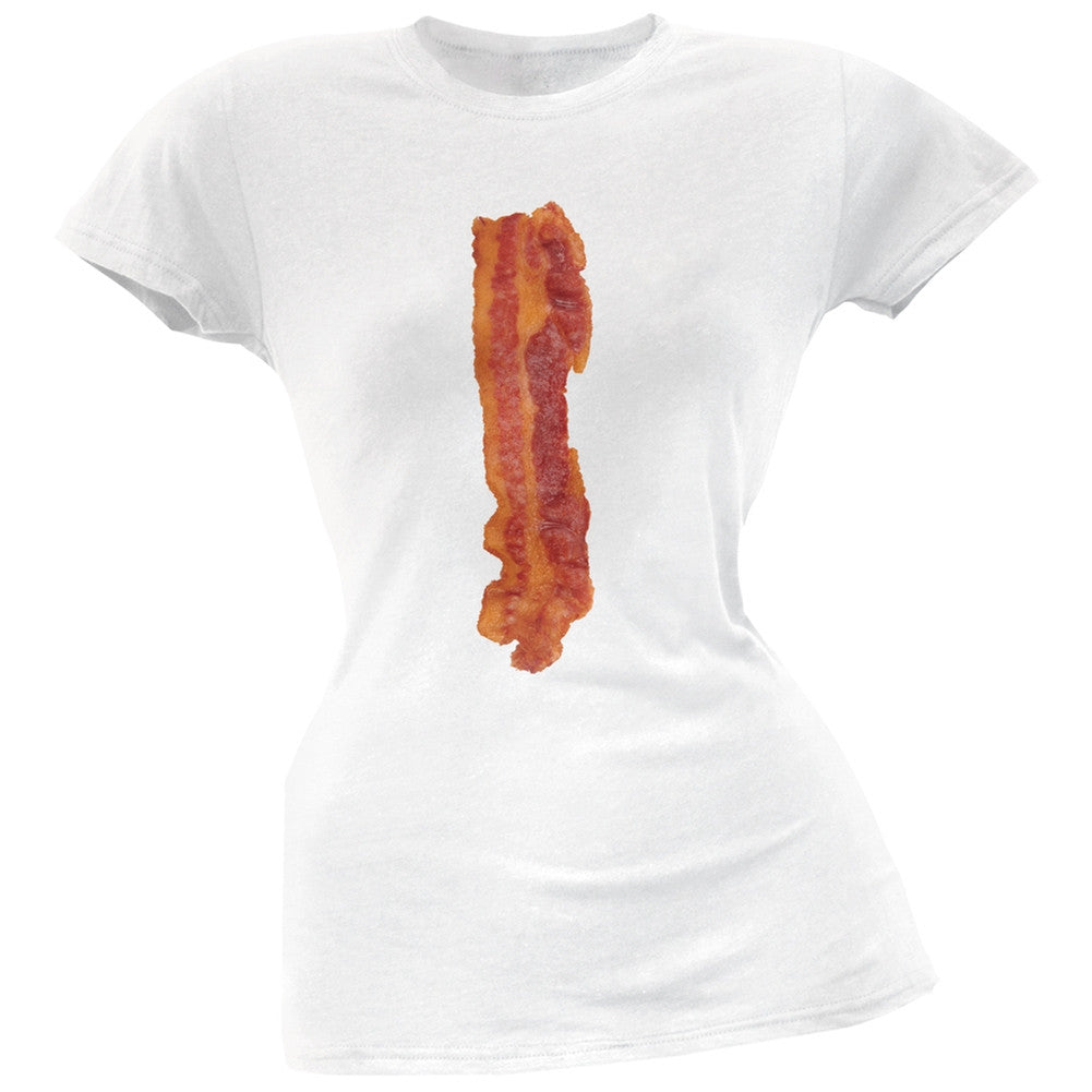 Bacon Strip Pink Soft Juniors T-Shirt Juniors T-Shirts Old Glory 2XL White
