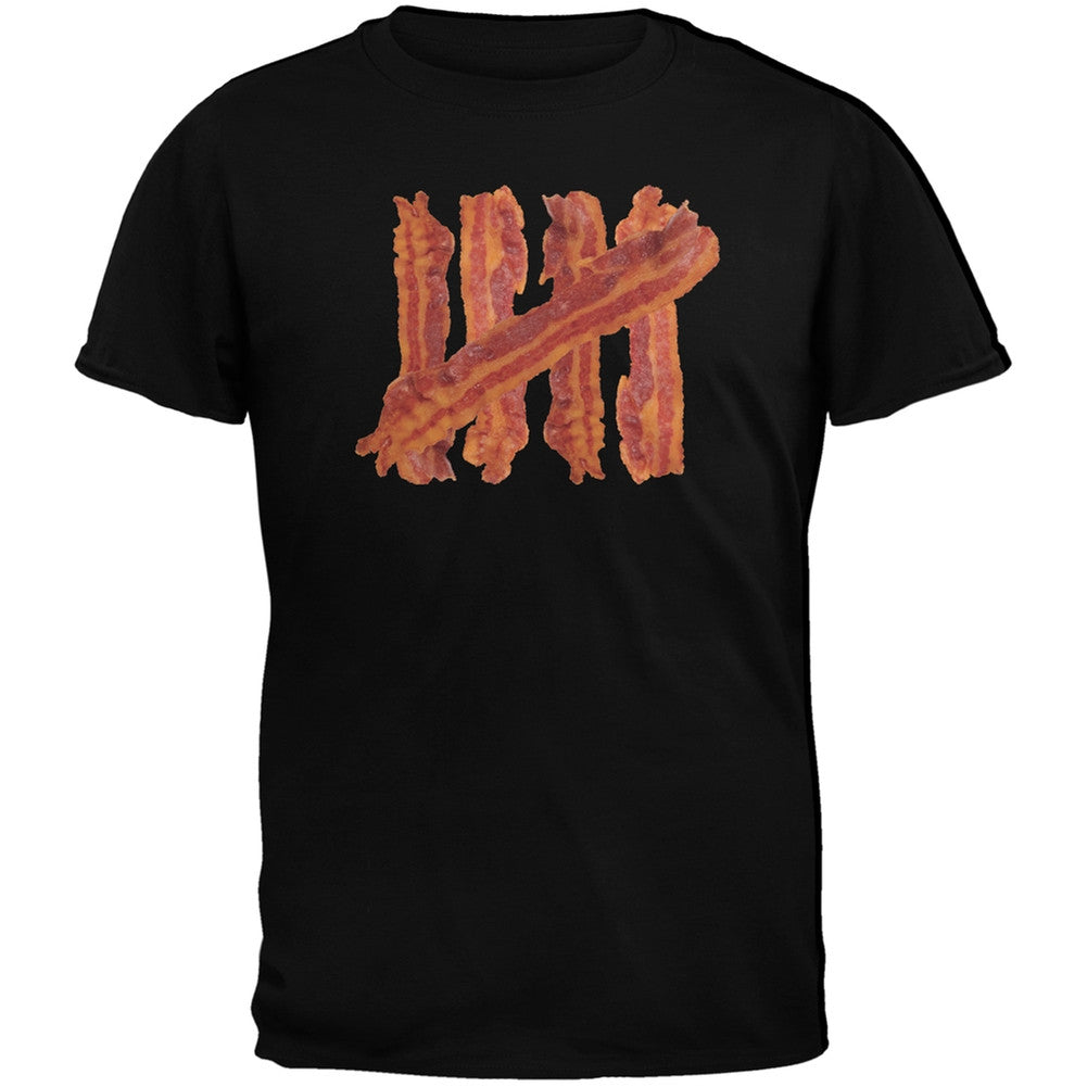 Bacon Strip Tally Marks Black Adult T-Shirt Men's T-Shirts Old Glory 2XL Black