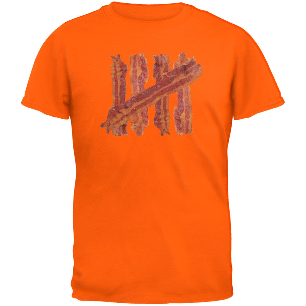 Bacon Strip Tally Marks Black Adult T-Shirt Men's T-Shirts Old Glory 2XL Orange