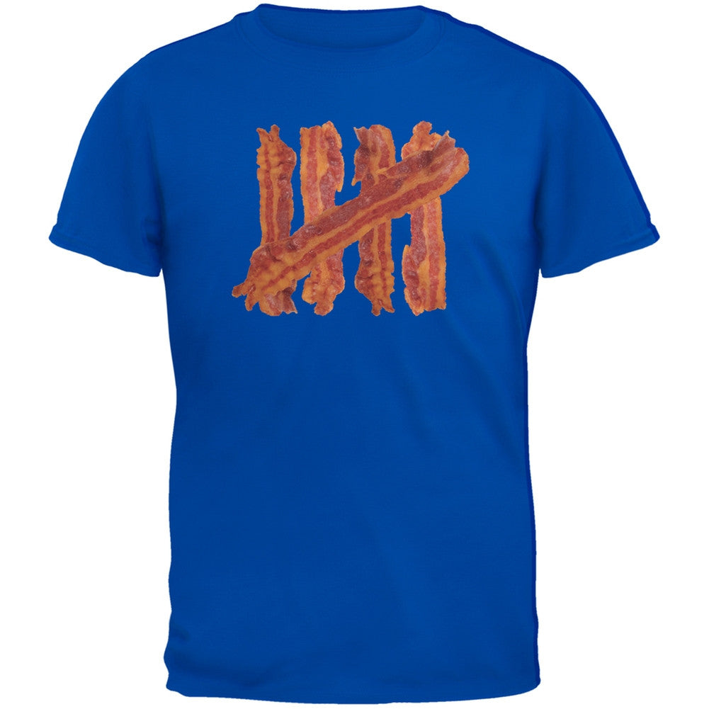 Bacon Strip Tally Marks Black Adult T-Shirt Men's T-Shirts Old Glory 2XL Blue