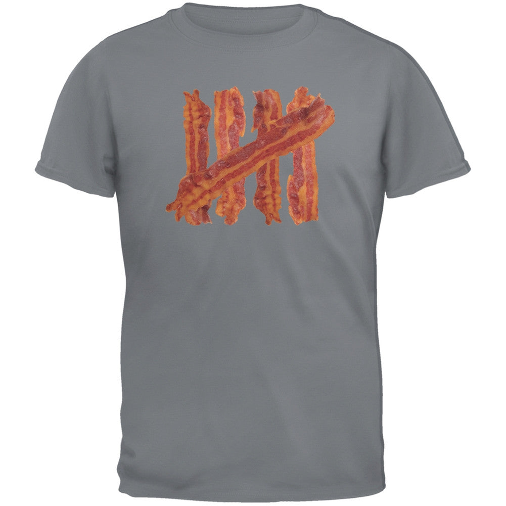 Bacon Strip Tally Marks Black Adult T-Shirt Men's T-Shirts Old Glory 2XL Grey