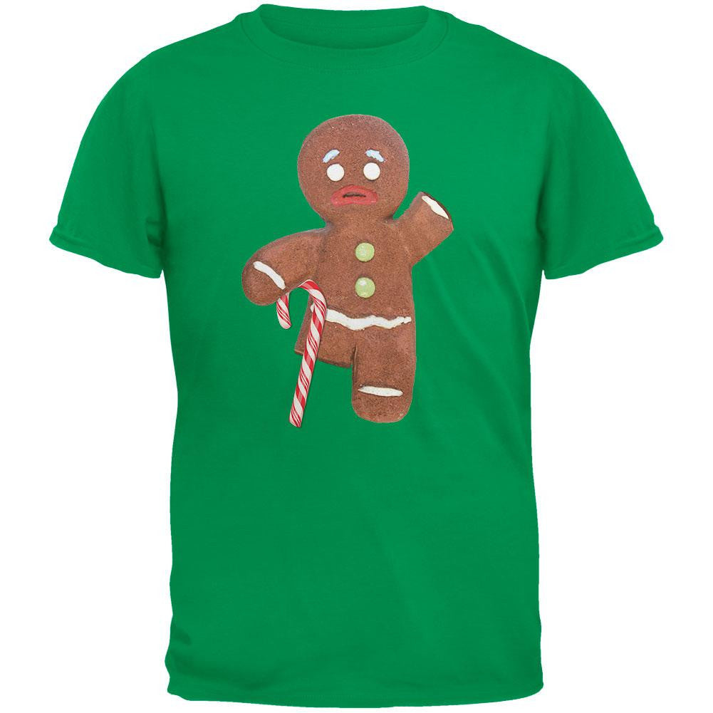 Ginger Bread Man With Candy Cane Crutch Black Youth T-Shirt Youth T-Shirts Old Glory