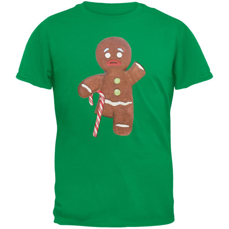 Ginger Bread Man With Candy Cane Crutch Black Youth T-Shirt Youth T-Shirts Old Glory