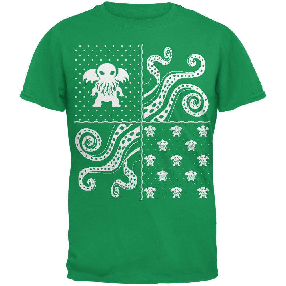 Cthulhu Lovecraft Dimensions Ugly XMAS Sweater Forest Adult T-Shirt Men's T-Shirts Old Glory