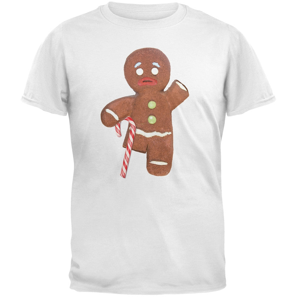 Ginger Bread Man With Candy Cane Crutch Black Youth T-Shirt Youth T-Shirts Old Glory