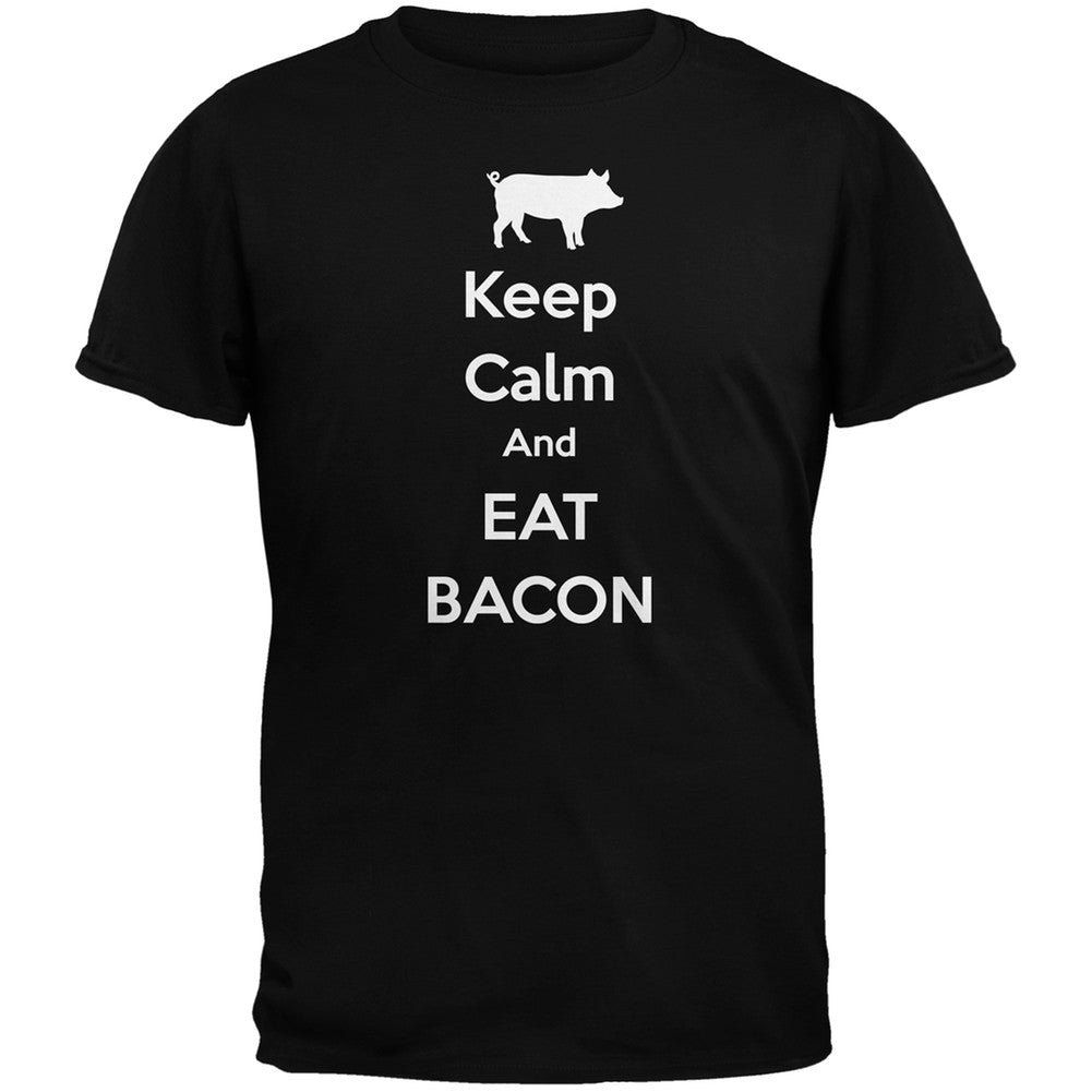 Keep Calm And Eat Bacon Black Youth T-Shirt Youth T-Shirts Old Glory