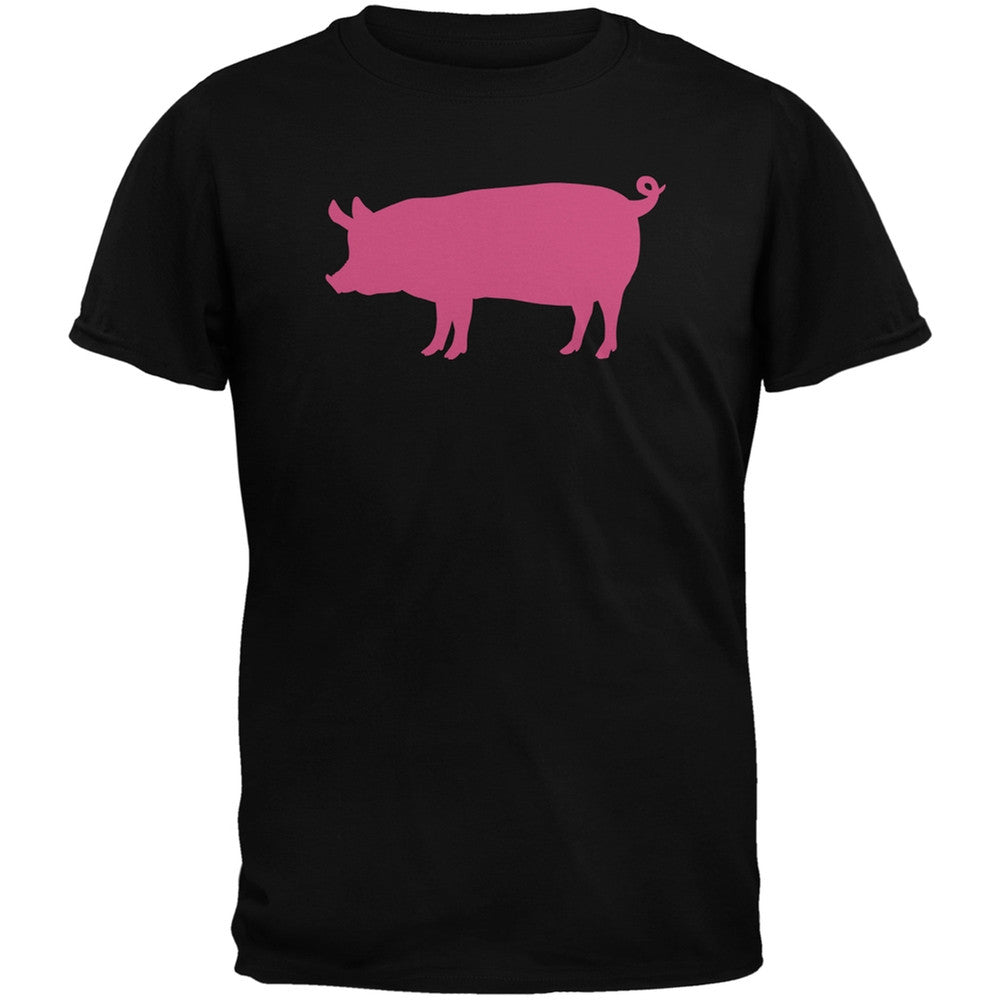 Pink Pig Silhouette Black Adults T-Shirt Men's T-Shirts Old Glory