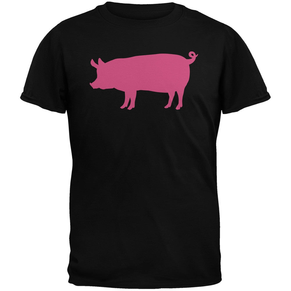 Pink Pig Silhouette Black Youth T-Shirt Youth T-Shirts Old Glory