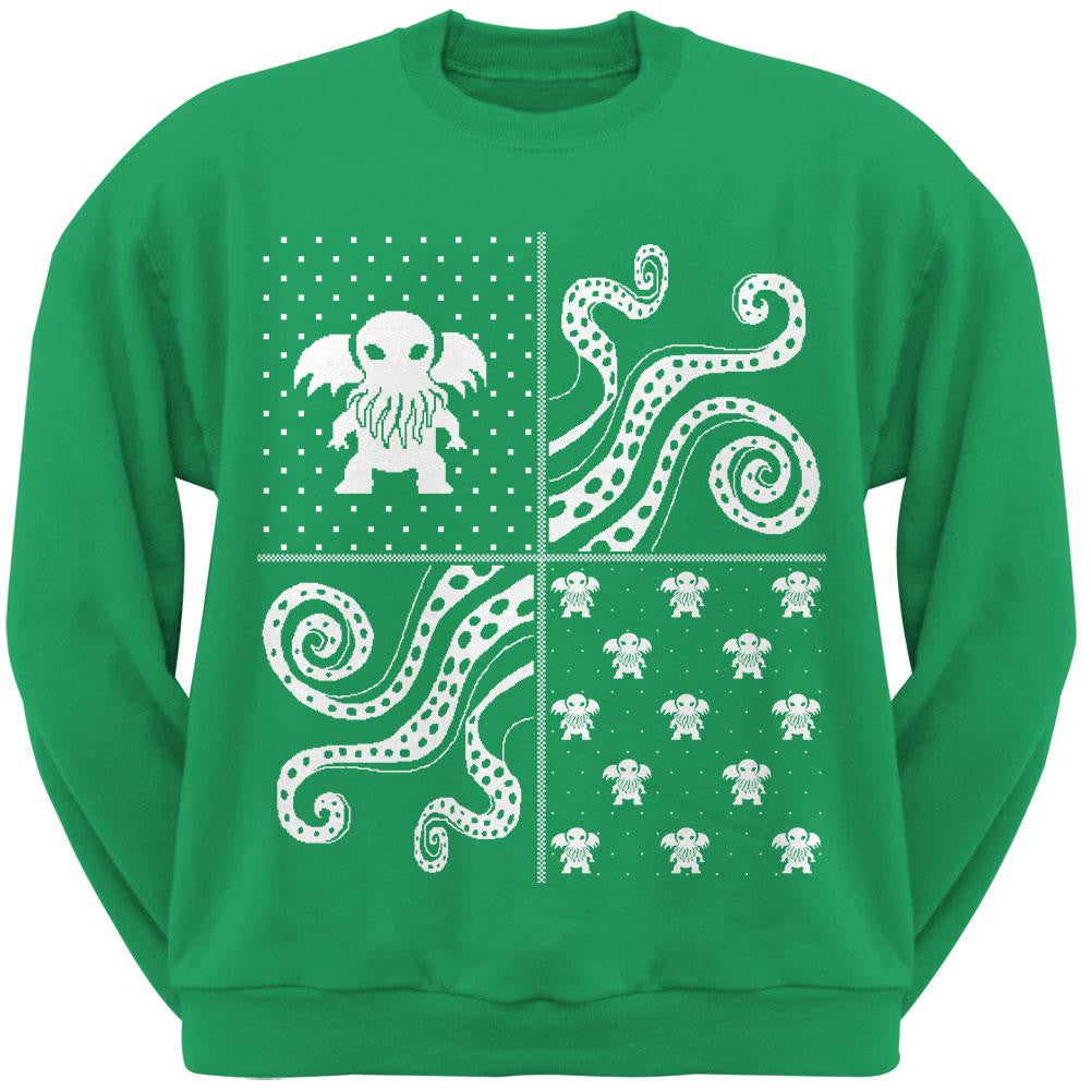 Cthulhu Lovecraft Dimensions Ugly Christmas Sweater Forest Green Adult Sweatshirt Men's Sweatshirts Old Glory