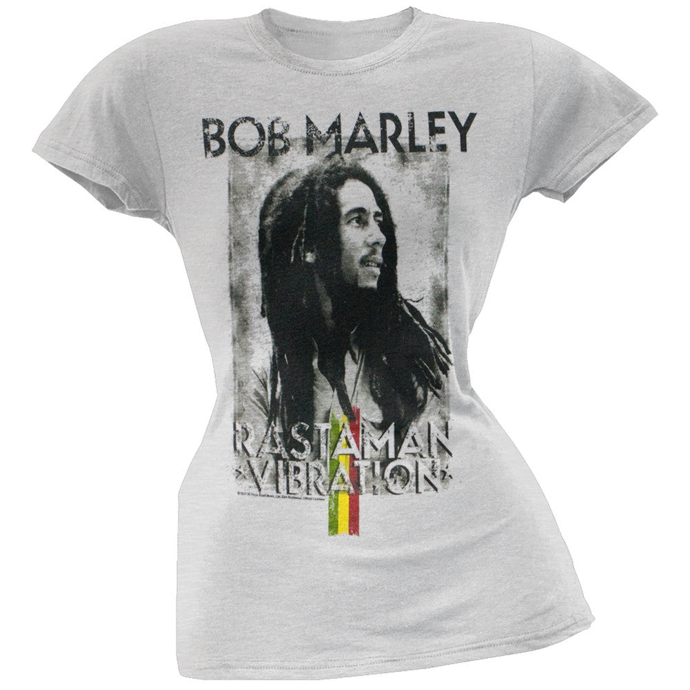 Bob Marley - Rastaman Vibration Juniors T-Shirt Juniors T-Shirts Bob Marley XS Grey