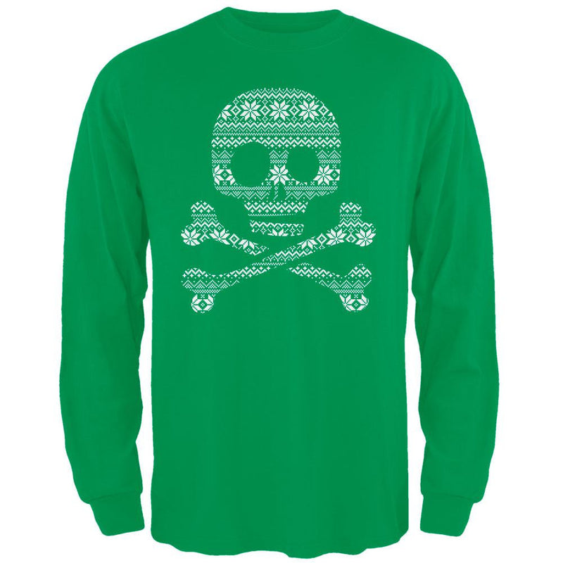 Skull & Crossbones Silhouette Ugly Christmas Sweater Black Adult Long Sleeve T-Shirt Men's Long Sleeves Old Glory