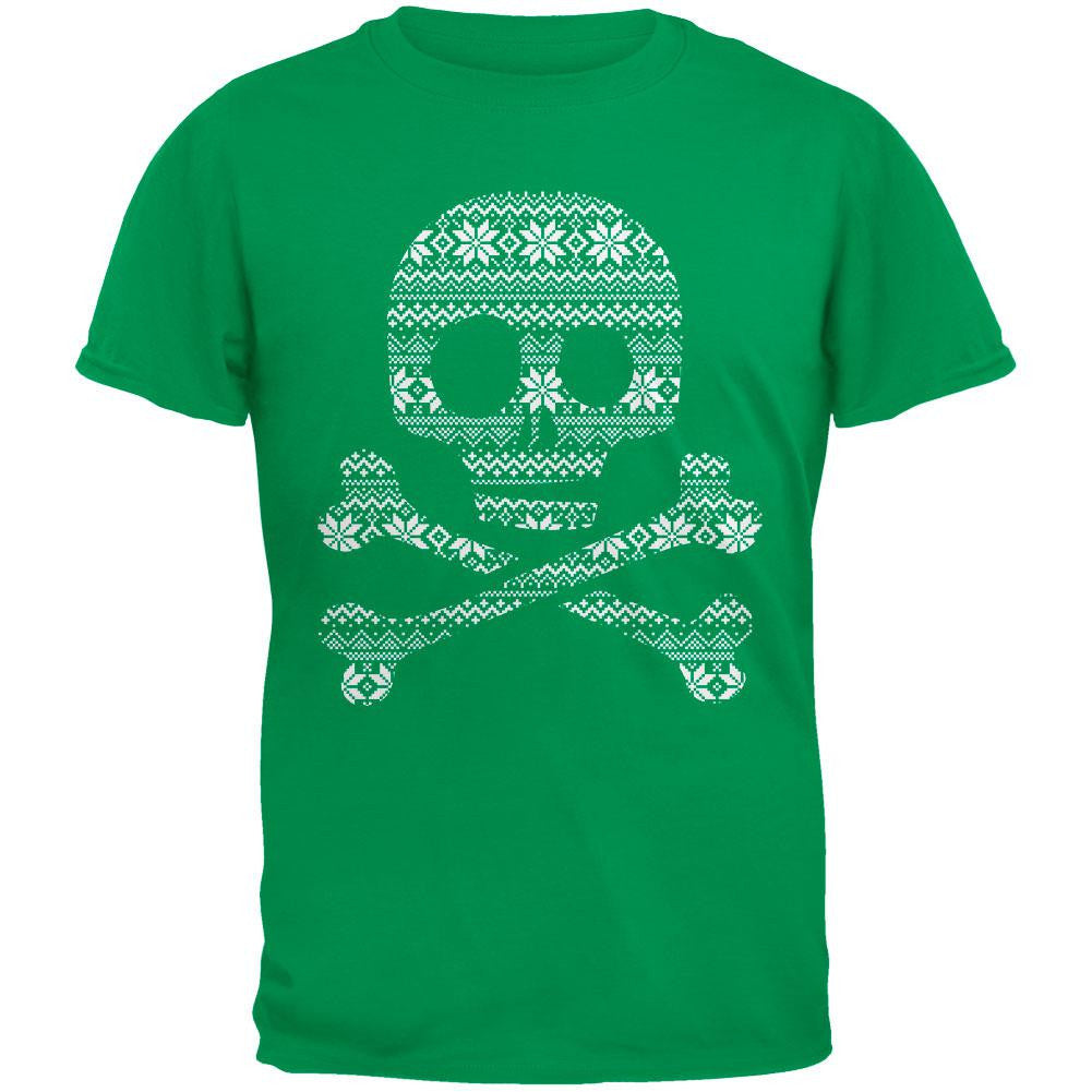 Skull & Crossbones Silhouette Ugly Christmas Sweater Black Youth T-Shirt Youth T-Shirts Old Glory