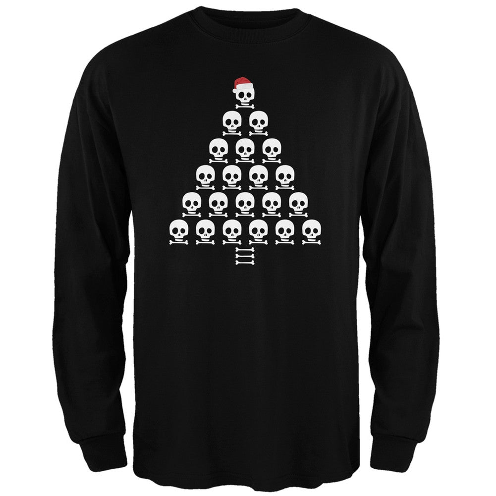 Skull & Crossbones Christmas Tree Black Adult Long Sleeve T-Shirt Men's Long Sleeves Old Glory